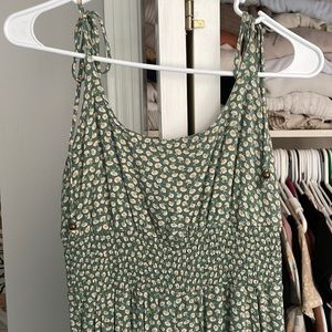 Jumpsuit with tie adjustable straps